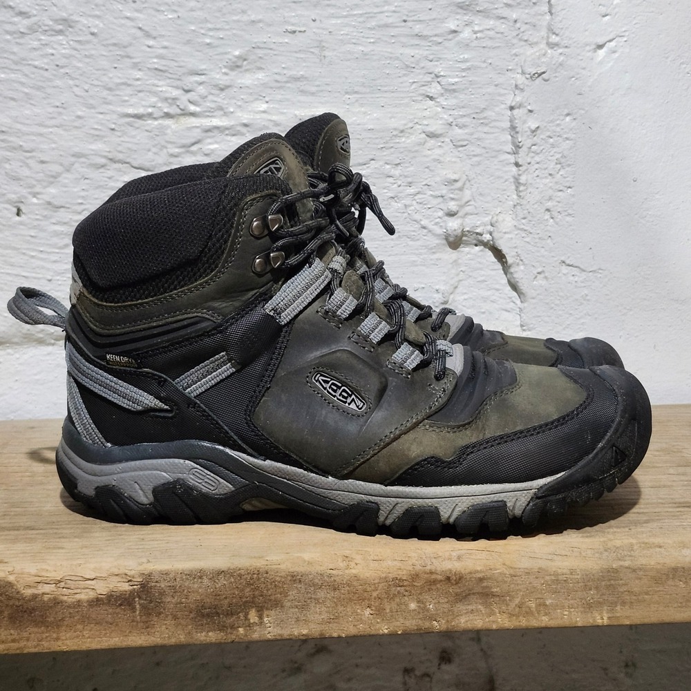 KEEN Ridge Flex Mid WP Men Hiking Boots Dark Olive Black 1024911 Size 11.5 Trail